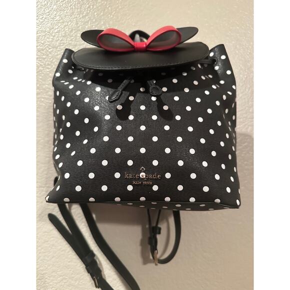NWOT Disney x Kate Spade New York Minnie Mouse Backpack Black Polka Dots - Picture 2 of 6